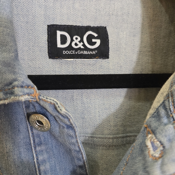 D&G Women's Light Blue Denim Jacket Dolce Gabbana Large Hearts 10 Y2K - Picture 3 of 16